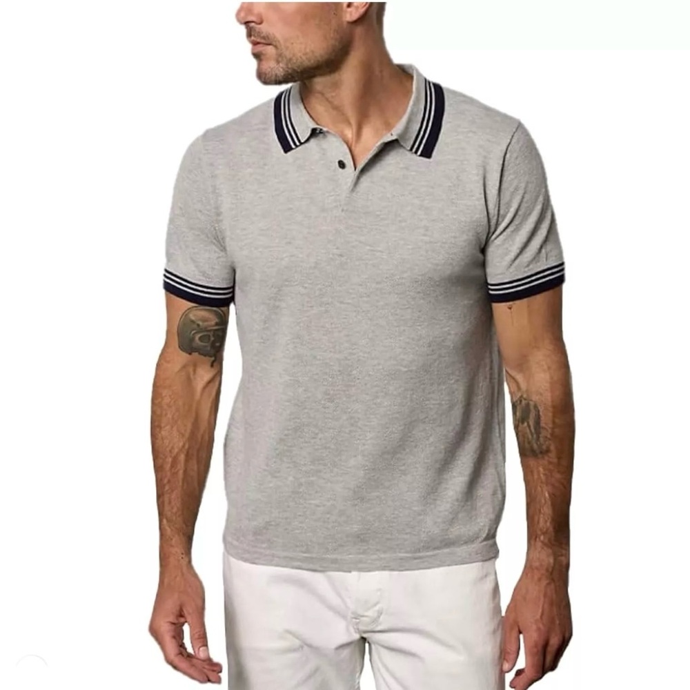 Velvet Men's Graham & Spencer Finley Heather Grey Short Sleeve Knit Polo Shirt M